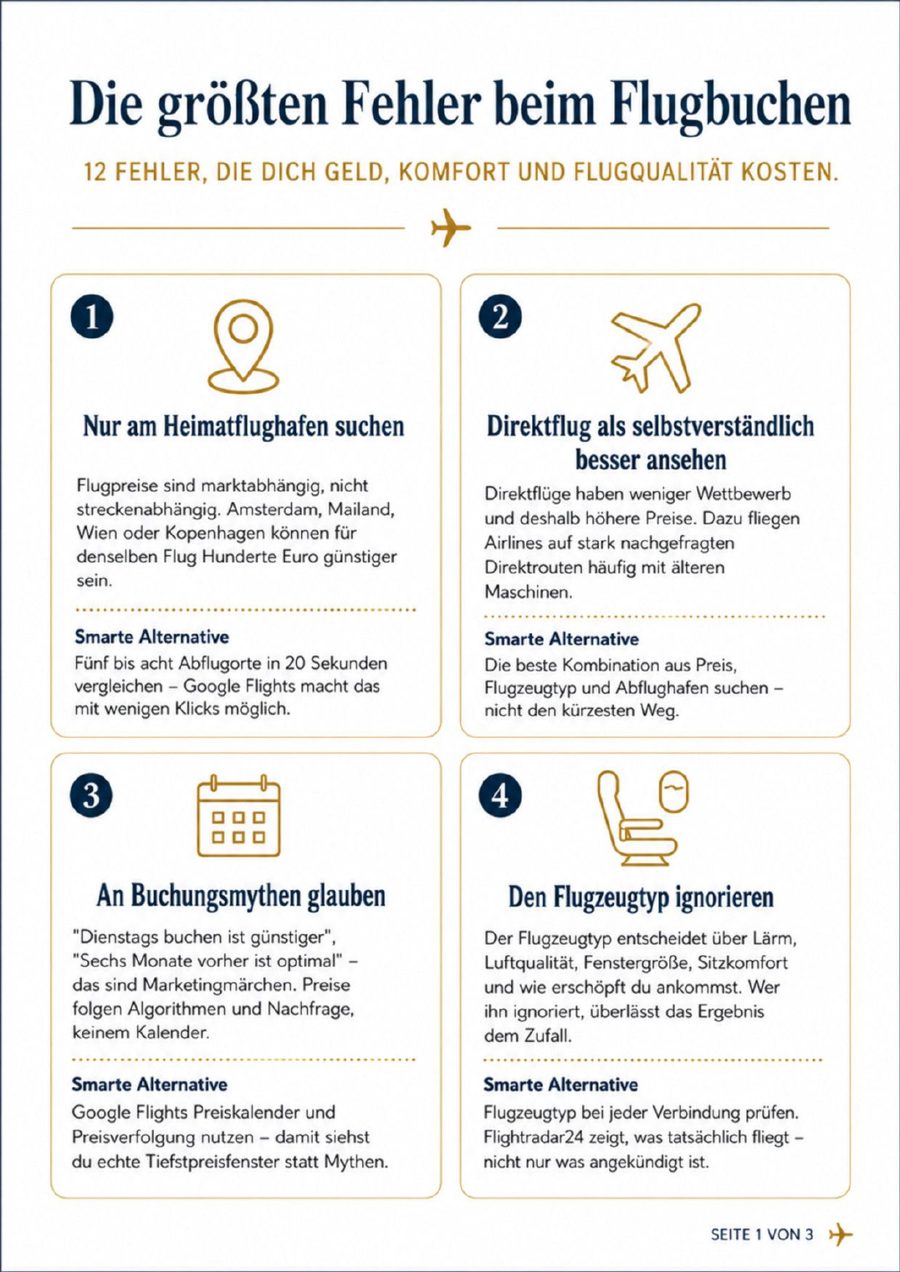Seite „Die größten Fehler beim Flugbuchen“ aus dem Playbook